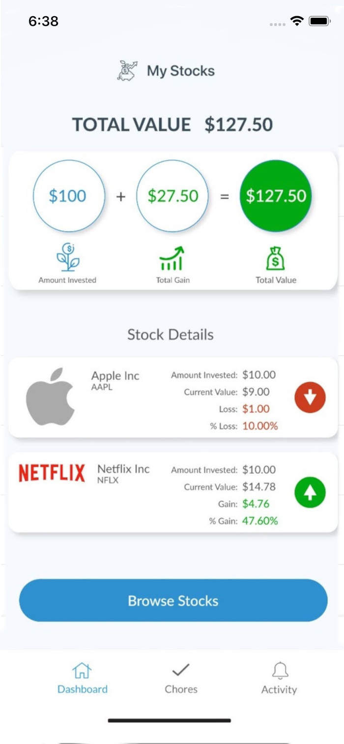 Device with the Busykid app open showing its features